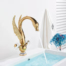 GobekUsa Golden Swan Crystal Handle Basin Faucet - Deck Mount Luxury Bathroom Mixer