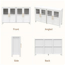 Storage Cabinet with Shaker Glass Doors & Gold Handles — Solid Wood 4-Door, Living & Dining Room