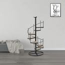 GobekUsa 8-Layer Stair Shape Iron Plant Stand with Wood Plate