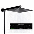 GobekUsa Black Ultrathin Rainfall Shower Head with Arm Bracket, Hose & Faucet Set