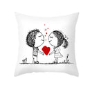 GobekUsa Love Heart Sketch Couple Pillow Cover 45X45CM Peah Skin Print