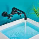 GobekUsa Black Kitchen Faucet Mixer Tap Swivel Spout Wall Mounted Hot Cold Water
