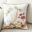 GobekUsa Butterfly Floral Cotton Embroidered Pillow Cover 45x45cm Home Decor Square