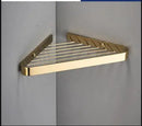 GobekUsa Brass Bathroom Shower Rack: Brushed Gold Corner Shelf for Bath and Shower Storage