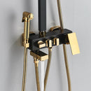 GobekUsa Black Gold Shower Faucet Set with Bidet Function, Wall Mounted Rainfall Mixer