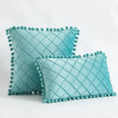 GobekUsa Corduroy Striped Pompom Pillowcase for Bedroom Sofa Living Room