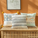 GobekUsa Boho Style Cotton Woven Pillow Cover with Tassels & Pompom - 45x45cm