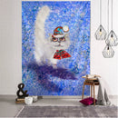 GobekUsa Christmas Kitten Snowman Tapestry Wall Hanging - Anime Cute Illustration Home Decor