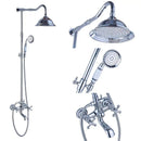 GobekUsa Antique Brass Shower Faucet Set with Handheld Shower- 8" Rainfall Head