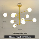 GobekUsa Black/Gold G9 LED Chandelier for Living Room Bedroom Modern Pendant Lighting