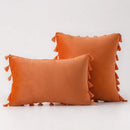 GobekUsa Boho Tassel Fringe Orange Pillow Covers Pack for Home Decor