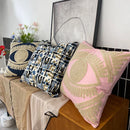 GobekUsa Embroidered Cotton Throw Pillow Cover 45x45cm, Pink Art Decor Home Accent