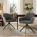 Velvet Swivel Dining Chairs, Set of 2 — Reclining Ergonomic Seats with Metal Legs