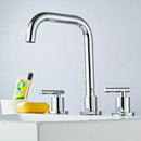 GobekUsa Brass Basin Faucet: Gold/Chrome Double Handle Bathroom Sink Tap, Deck Mounted-Widespread