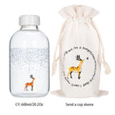 GobekUsa Animal Glass Water Bottle with Sleeve | Cute Kawaii Design for Outdoor Activities
