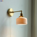 GobekUsa Copper Arm Wall Lamp with Pull Chain Switch, Nordic Modern Design