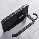 GobekUsa Black Toilet Paper Holder with Phone Rack: Wall-Mounted Aluminum Bathroom Storage