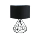 GobekUsa Geometric Gold Desk Lamp with Hollow Diamond Design and Cloth Shade