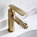 GobekUsa Gold Brass Bathroom Basin Faucet Single Handle Deck Mounted Brushed Gold Tap