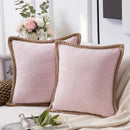 GobekUsa Hemp Rope Edging Lotus Leaf Hug Pillowcase - Medium Cotton Linen Cushion Cover