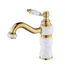 GobekUsa Gold Brass and Marble Bathroom Basin Faucet Cold Hot Water Mixer Sink Tap