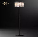 GobekUsa Industrial Crystal LED Floor Lamp Chrome Black Metal Standing Light