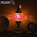 GobekUsa Colorful Mosaic Table Lamp, Handmade Stained Glass Lampshade