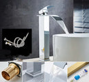 GobekUsa Gold Waterfall Basin Faucet - Brass Mixer Tap for Bathroom Sink, Hot and Cold