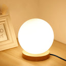 GobekUsa Glass Ball LED Table Lamp Wooden Round Desk Night Light