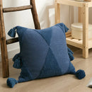 GobekUsa Knitted Tassel Cushion Cover Blue Mustard Yellow Ivory 45cm*45cm Sok Case