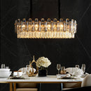 GobekUsa Gray/Clear Crystal K9 LED Pendant Lamp for Modern Luxury Living Room