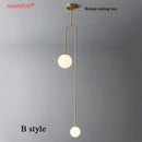 GobekUsa Glass Ball Brass Pendant Lights LED for Restaurant and Bedroom Lighting