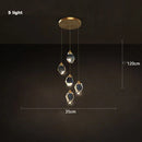 GobekUsa Crystal Copper Round Chandelier: Elegant LED Suspension Lamp for Dinning Room