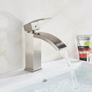 GobekUsa Black Brass Bathroom Waterfall Sink Faucet Hot&Cold Mixer Vanity Tap Deck Mounted