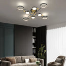 GobekUsa Gold Frame LED Chandelier: Modern Lighting for Living Room, Bedroom - Indoor Fixture & Lustres