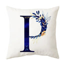 GobekUsa Blue Alphabet Flower Letter Pillowcase for Home Decor