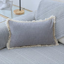 GobekUsa Boho Style Tassel Pillow Cover Set for Sofa Bed, Beige Grey Blue Yellow