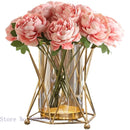 GobekUsa Glass Vase Metal Frame Geometric Flower Arrangement Wedding Decor