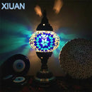GobekUsa Colorful Mosaic Table Lamp, Handmade Stained Glass Lampshade