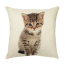 GobekUsa Cute Cat Face Decorative Cushion Cover Soft Linen Pillow for Home Sofa