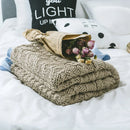 GobekUsa Khaki Beige Chunky Knit Wool Blanket