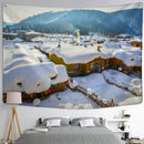 GobekUsa Christmas Snow House Tapestry Wall Hanging Landscape Art Home Decor