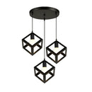 GobekUsa Geometric Cube Pendant Lights Trio Metal Shades Square Ceiling Lamps