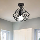 GobekUsa Iron Cage Ceiling Light Fixture Retro Nordic Design Home Kitchen Lamp