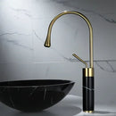 GobekUsa Brushed Gold Brass & Marble Bathroom Sink Faucet