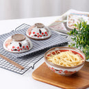 GobekUsa Japanese Style Handmade Fortune Cat Ceramic Bowl - Eco-Friendly Porcelain Bowl