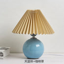 GobekUsa Japanese Ceramic Table Lamps Living Room Pleated Skirt Lampshade Warm Bedroom Lighting