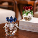 GobekUsa Crystal Rose Flower Dreams Glass Paperweight Bouquet Sculpture