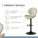 Swivel Bar Stools Set of 3 — Adjustable Height Fabric Counter Stools