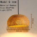 Handwoven Rattan Bamboo Pendant Light in Black